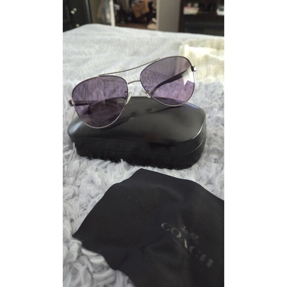 NEW COACH HORSE and CARRIAGE Pilot Sunglasses L1015 PURPLE/GUNMETAL  SB - Picture 1 of 16